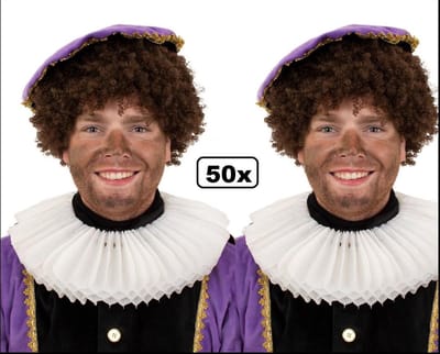 50x Piet page kragen harmonica - pieten kraag crêpe papier wit