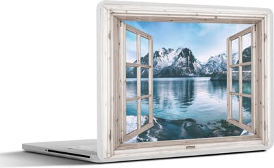 Laptop sticker - 13.3 inch - Doorkijk - Berg - Water - 31x22,5cm - Laptopstickers - Laptop skin - Cover