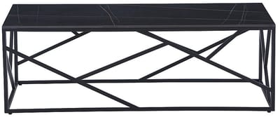 Vente-unique Salontafel van keramiek en metaal - Zwart marmereffect - MELRONE