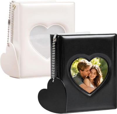 Mini Fotokaarthouder - Fotoalbum Accessoire - Herinneringen Bewaren - Hartvormig Design - 19x12cm - Veelkleurig