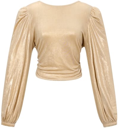 Comfortabele Gebreide Polyester Dames Top met Pofmouwen en Knoopdetail - Zwart - Maat M
