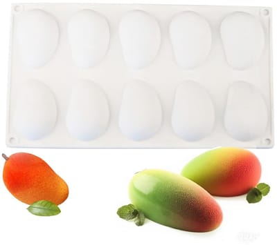 Vormen - Taartvormen - Siliconenvormen - Chocoladevormen - IJsvormen - 3D-bakvormen - Vormen met 10 gaten - Mangovormige vormen - Fruitvormige vormen - Geschikt voor het maken van ijs, taarten, chocolade, enz. - Wit
