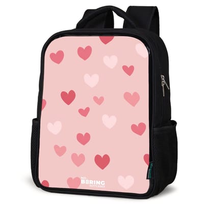 NoBoringSuitcases.com® - Rugzak zwart meisjes - Schooltas meisje - NoBoringSuitcases.com® - Rugzak zwart - Schooltas jongen & meisje - Hartjes - Rugtas voor school - Boekentas kind - Schoolrugzak - Kinderrugzak