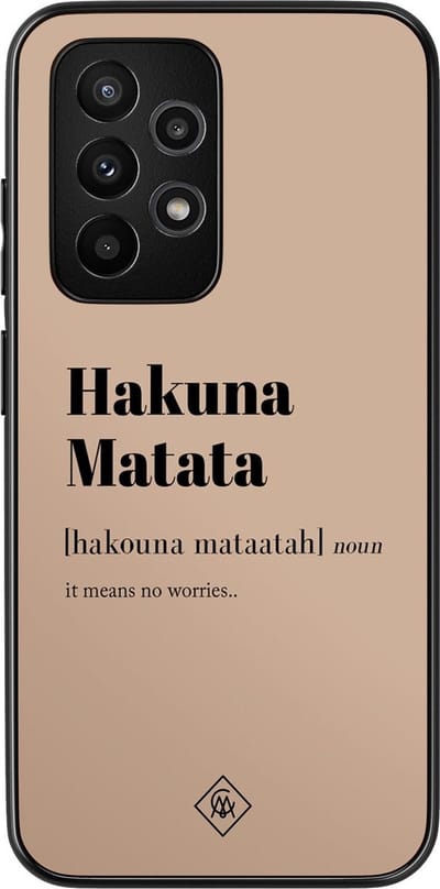Casimoda® hoesje - Geschikt voor Samsung Galaxy A53 - Hakuna Matata - Zwart TPU Backcover - Tekst - Bruin/beige