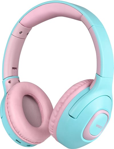 WiseQ Onbreekbare Draadloze Kinderkoptelefoon – Koptelefoon Kind Geluidsdempend – Draadloze Koptelefoon Kind Bluetooth – Over Ear – 45 Uur Batterij – Met Microfoon – Volumebegrenzer – Mintgroen Roze