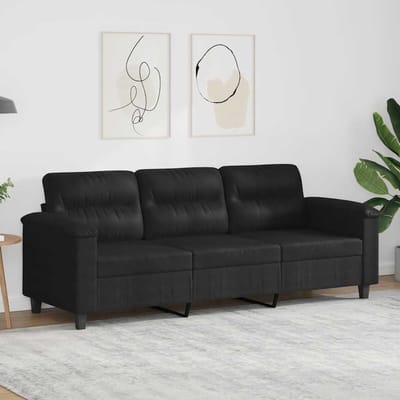 vidaXL - Driezitsbank - 180 - cm - microvezelstof - zwart