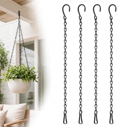 Set van 4 verstelbare ophangkettingen van 50 cm voor bloempotten, hangplanten en vogelvoederbakken, ideaal voor balkon en tuin