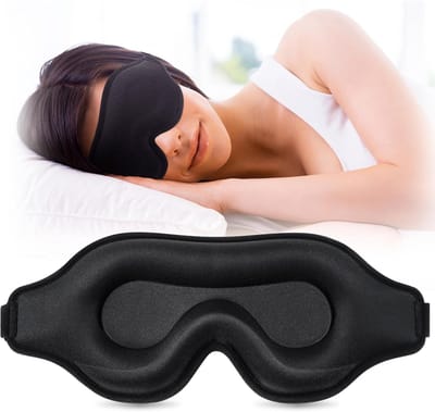 Thijox - Slaapmasker voor Dames en Heren, 3D-Oogmasker met Verstelbare Riem, Ademend en Zacht, Blokkeer Licht, Ideaal voor Slapen, Yoga en Reizen, Zwa