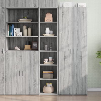 vidaXL - Hoge - kast - 40x41x185 - cm - bewerkt - hout - grijs - sonoma - eikenkleurig