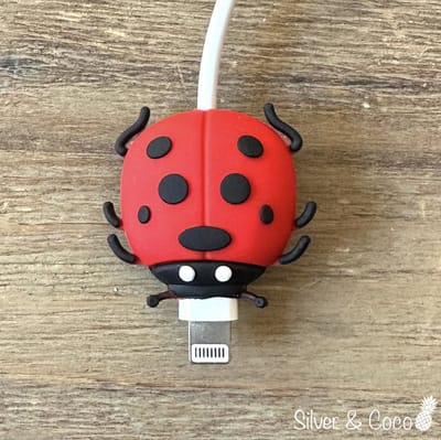 SilverAndCoco® - Kabeldiertjes / Kabelprotector / Kabelbeschermer Mobiele Telefoon Kabel Lader beschermer / Kabelbijter iPhone iPad Android oplader - Lieveheersbeestje