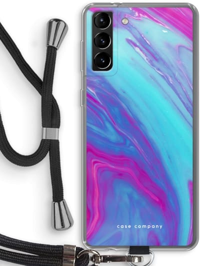 Hoesje met koord geschikt voor Samsung Galaxy S21 Plus hoesje met Koord - Zweverige regenboog - Telefoonhoesje met Zwart Koord - Bescherming aan alle Kanten en Over de Schermrand
