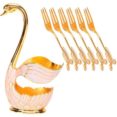 Serviessets Koffie Fruit Dessertlepels Huishoudelijk servies met zwaanhouder Decoratie(gouden