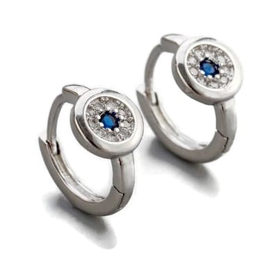 Aramat Jewels | Oorringen | Zilveren Oorringetjes met Blauwe en Transparante Zirkonia | | | |12mm | Zilver | Kinderen, Volwassenen | Verkleurd niet