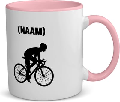 Akyol - wielrenner met je eigen naam koffiemok - theemok - roze - Wielrennen - sport liefhebbers - mensen die houden van wielrennen - verjaardagscadeau - verjaardag - cadeau - kado - geschenk - gift - 350 ML inhoud
