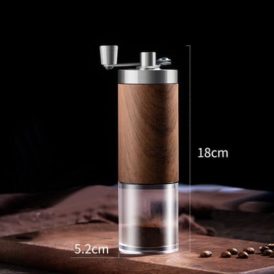 Handmatige Koffiemolen Draagbaar Houtnerf Roestvrij Staal Koffiebonenmolen Professionele Handgemaakte Koffieaccessoires black