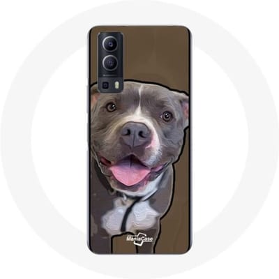 Vivo Y72 hoesje Pitbull Dog Wit Grijs