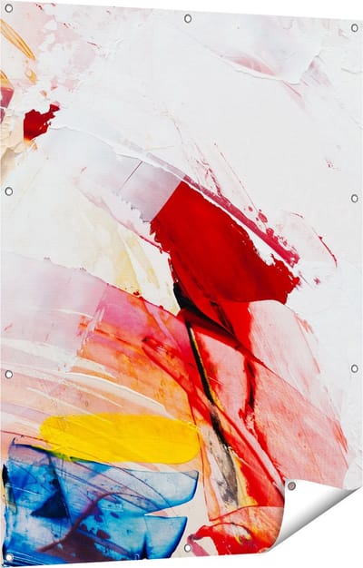 Gards Tuinposter Abstracte Kunst van Verf Kleuren - 90x120 cm - Tuindoek - Tuindecoratie - Wanddecoratie buiten - Tuinschilderij