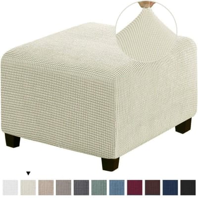 3 Maten Vierkant Jacquard Duurzaam Stretch Voetenbank Ottoman Hoes Opvouwbare Opbergkruk Meubelbeschermer Slipcover M
