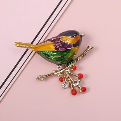 Creatief Ontwerp Meerkleurige Vogel Broche Spelden Emaille Dier Kolibrie Broches Sieraden Cadeau Roodborstje gray
