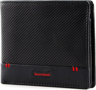 bruno banani Leren Portemonnee Wallet Black Zwart