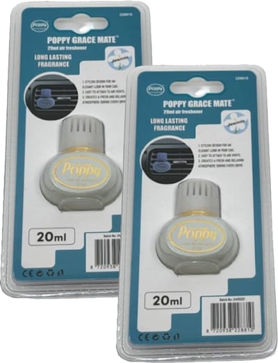 Mini Poppy Grace Mate – Vent Clip Auto Luchtverfrisser – Jasmijn – 20 ml – Set van 2 stuks