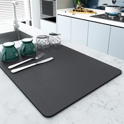 Tapis Égouttoir Simple Luxe en Terre de Diatomées Tapis Absorbant l'Humidité pour Plan de Travail de Cuisine Maison Restaurant Haute Température Anti-Chaleur Isolation Séchage Tapis 50*60cm