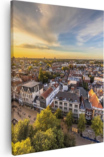 Artaza Canvas Schilderij Utrecht - 40x50 cm - Muurdecoratie Skyline - Wanddecoratie Zonsondergang - Kamer Accessoires