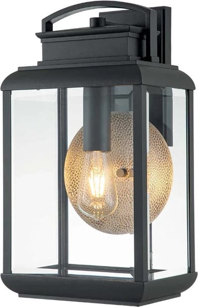 Quoizel LED Wand Buitenlamp Byron | 1X E27 Max 60W | IP44 | Dimbaar | Graphite with Pewter Reflector