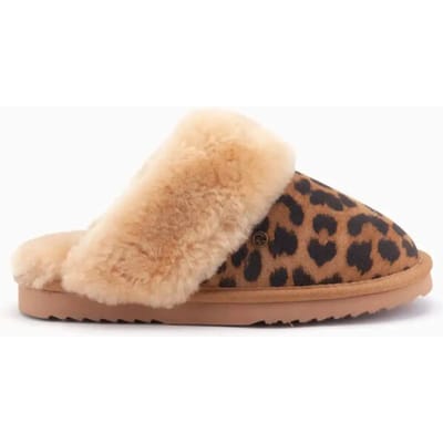 Warmbat Collie Print Panther Dames Sloffen - Chestnut
