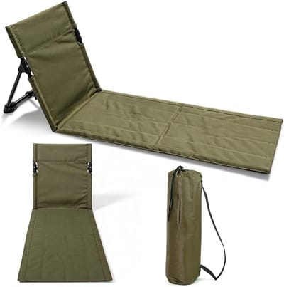 Thijox - Strandstoel met Rugleuning en Draagbaar Klapkussen, Duurzaam Zitkussen voor Buiten, Perfect voor Camping, Picknick, Concerten en Tuin, Opgevo