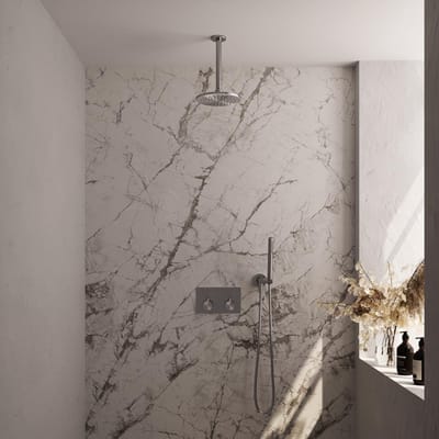 Brauer Brushed Edition Thermostatische Regendoucheset Inbouw - Hoofddouche 20 cm - Met Drukknoppen - Handdouche Staaf - Doucheslang - Wandaansluitbocht - Rvs