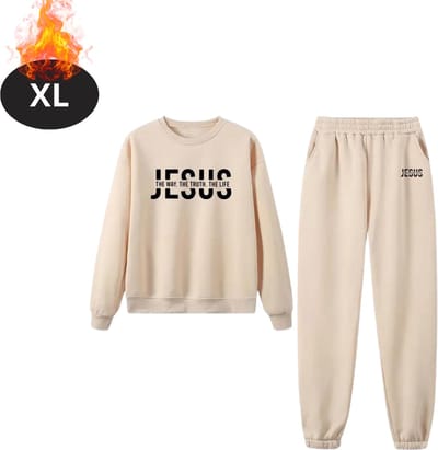 Nivard Joggingpak - Huispak - Volwassenen - Trainingspak - Comfortabel - Joggingsbroek - Tracksuit - Dames - Winter - Abrikoos - XL