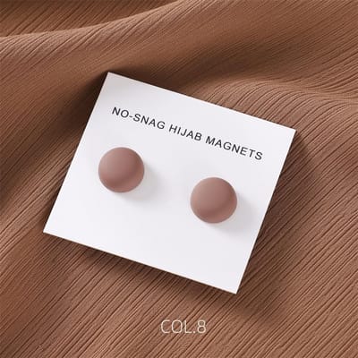 Broche Hijab Couleur Macaron Sécurisée Clip Magnétique Métal Plaqué Solide Broches Magnétiques de Luxe Sans Trou pour Foulard Musulman brown