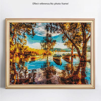 5D DIY diamant schilderij landschap diamant mozaïek landschap volledige ronde strass foto 20X30 blue