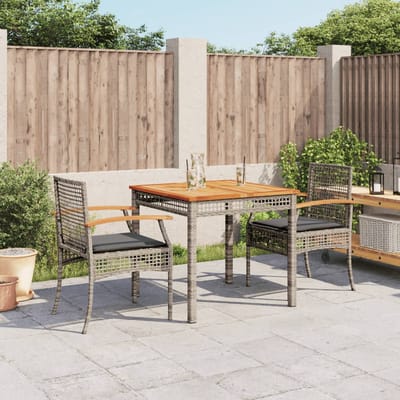 vidaXL - 3-delige - Tuinset - met - kussens - poly - rattan - grijs