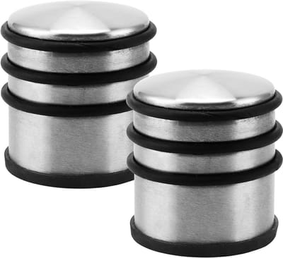 Set van 2 Zware Metalen Deurstoppers - RVS Deurbeslag met Antislip Siliconen Bescherming