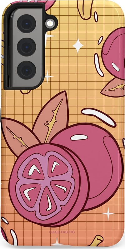 Casetastic Hoesje Geschikt voor Samsung S22 - Stijlvolle Beschermende Duo-layer Case - Fruitige bananen ruitjes