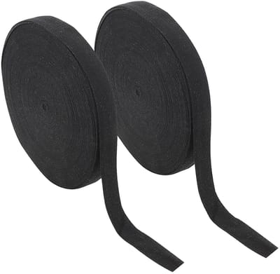 2 Stuks 20mm x 50m Zwart Katoen Tape, Katoenen Vlag Tape, Haringbeen Lint voor Naai- en DIY-projecten, Cadeauverpakking
