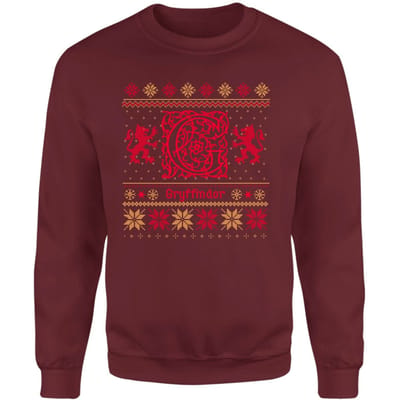 Harry Potter Gryffindor Christmas Christmas Jumper - Burgundy - S