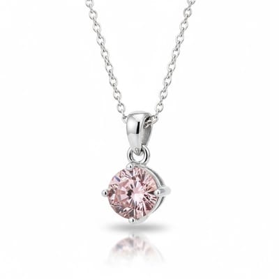 Aramat Jewels | Bedelketting | Elegante Rvs Zirkonia Hanger | Roze | |1,5mm | Staal | Volwassenen | Verkleurd niet