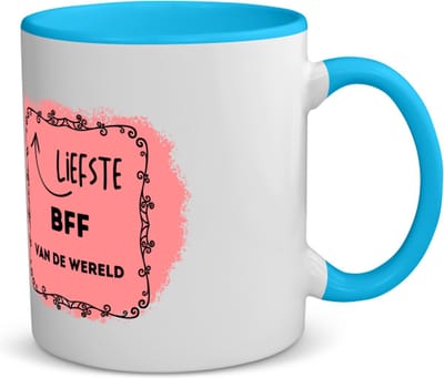 Akyol - liefste bff van de wereld koffiemok - theemok - blauw - Vriend - de liefste bff - verjaardag - cadeautje voor beste vriend - kado - geschenk - 350 ML inhoud