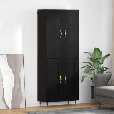 vidaXL - Highboard - Zwart - Eiken - 69,5 - x - 34 - x - 180 - cm - Bewerkt - hout