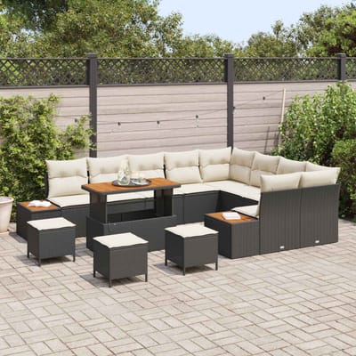 vidaXL - Tuinbank - Set - 13 - st - 12-Aantal - zitplaatsen - Zwart - en - Crème