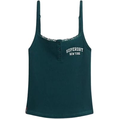 Superdry Athletic Essentials Hemdje met Knopen en Borduursel Groen Grootte: 40