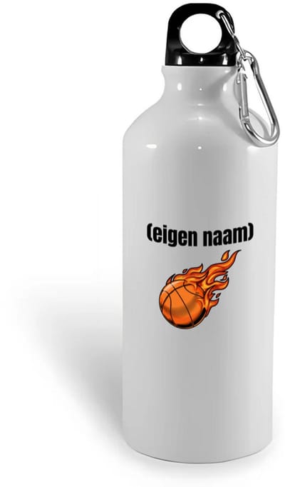 Hacebo® - basketbal vuur met eigen naam waterfles - Basketbal - iemand die op basketbal zit - sport - verjaardag cadeau - kado - bal - wedstrijdsport - water fles - 400ML
