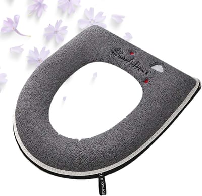 Livano Wc Bril Hoes - Toiletbril Cover - Toiletbril - Wc Deksel - Wasbaar - Verwarmde Wc Bril - (Niet Elektrisch) - Zacht - Grijs