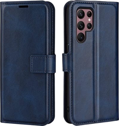 Lunso - Geschikt voor Samsung Galaxy S23 Ultra - cover bookcase hoes - Blauw