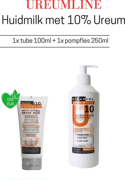 Dimanche Ureumline (U10) Voetcrème – 10% Ureum – 100ml + 250 ml – Droge voeten, eelt & diabetes