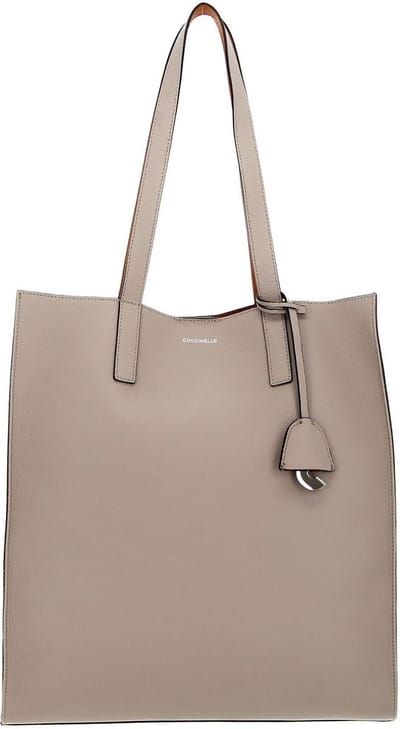 COCCINELLE Leren Schoudertas Easy Shopping Handbag Double Grained Leather Pow. Pink / Paprik Beige