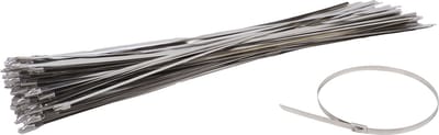 Kortpack - RVS Kabelbinders/Tyraps 1067mm lang x 4.5mm breed - 100 stuks - Bundeldiameter: 312mm - Treksterkte: 46KG - Temperatuurbereik: -80° C tot + 540° C - (099.0605)